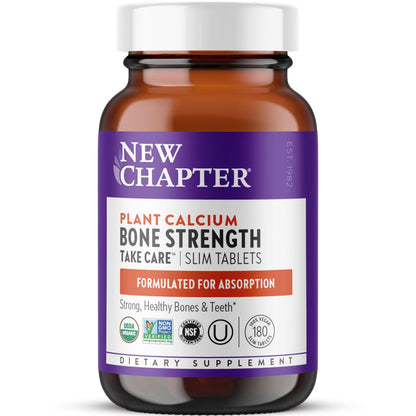 New Chapter Calcium Supplement - Bone Strength Organic Calcium with Magnesium, Vitamin D3+K2, 70+ Trace Minerals for Bone Health, Gluten Free, Easy to Swallow Slim Tablets - 120 Count Nirvana Guru
