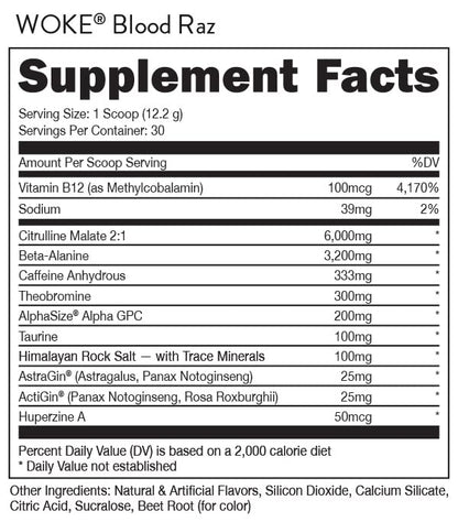 Bucked Up - Woke - HIGH STIM Pre Workout - Best Tasting - Focus Nootropic, Pump, Strength and Growth, 30 Servings (Strawberry Kiwi) Nirvana Guru