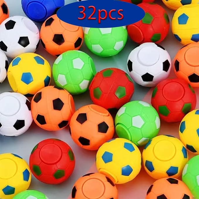 32 PCS Mini Fidget Spinners Soccer Ball Toys for Kids, Soccer Party Favors Goodie Bag Stuffers, Rotatable Soccer Finger Stress Balls for Classroom Prizes nirvanaguru