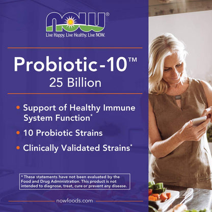 NOW Foods Supplements, Probiotic-10™, 25 Billion, with 10 Probiotic Strains, Dairy, Soy and Gluten Free, Strain Verified, 100 Veg Capsules - Nirvana Guru