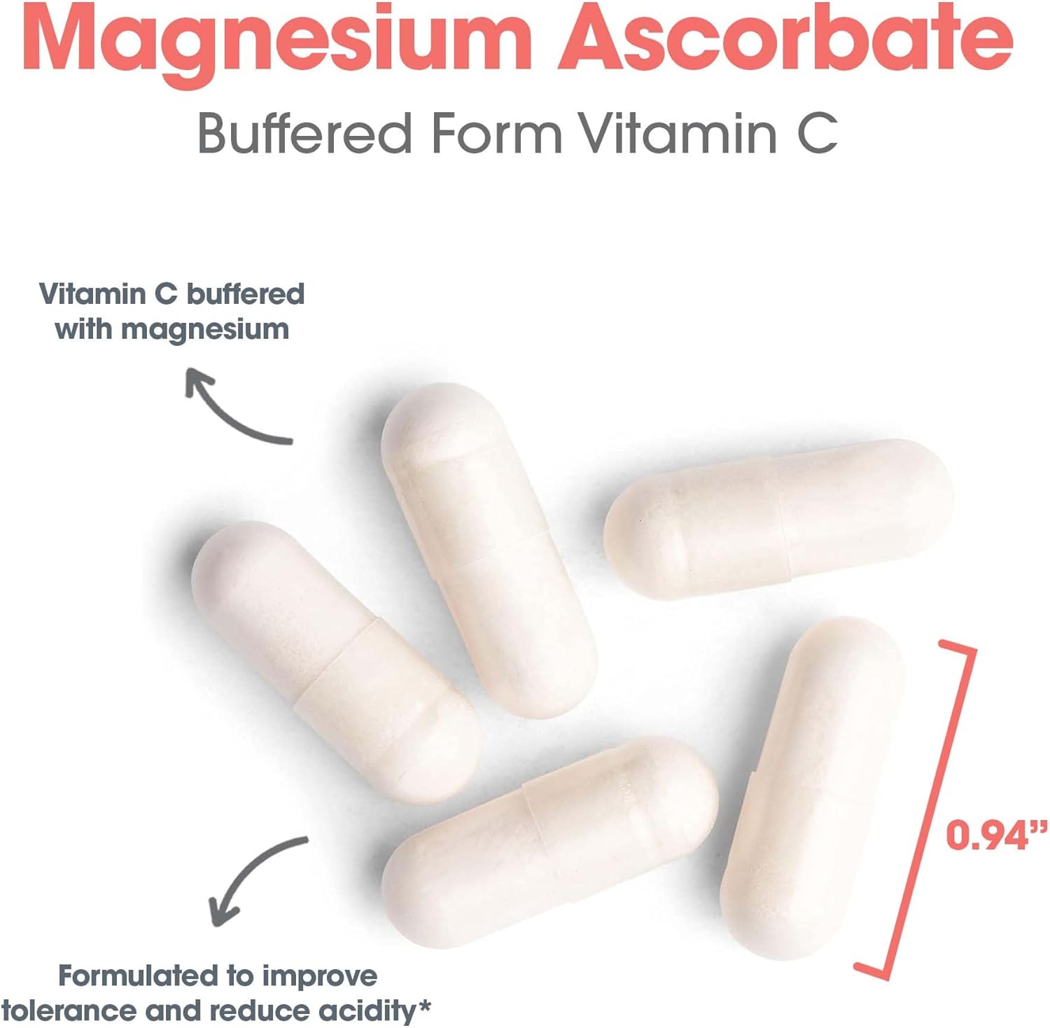 Allergy Research Group Magnesium Ascorbate Supplement - 1000mg Buffered Vitamin C, Immune Support, Magnesium Powder, Vegetarian Capsules - 100 Count Nirvana Guru