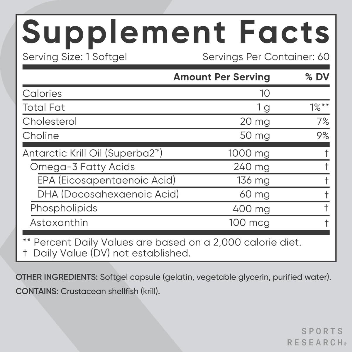 Sports Research® Omega-3 Krill Oil 500mg - Pure Antarctic Superba Krill with Phospholipids, Choline & Astaxanthin - MSC Certified Sustainable, Non-GMO & Gluten Free - 120 Mini-Gels - Nirvana Guru