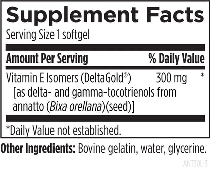 Designs for Health Annatto-E 300mg Tocotrienols Vitamin E - Delta + Gamma Tocotrienols to Support Heart Health, Eye Health, Healthy Aging - DeltaGold Antioxidants Supplement (60 Vitamin E Softgels) Nirvana Guru