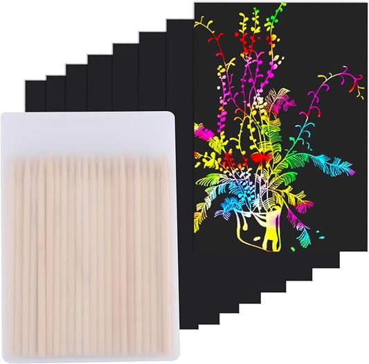 Cityrosy Scratch Art Paper Rainbow Sets 100 Pcs-Black Magic Scratch Off Craft Set for Kids Classroom Supplies Kits for Age 3-12 Kids Party Games nirvanaguru