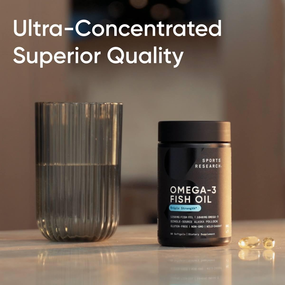 Sports Research Total Omega-3 Fish Oil from Wild Sockeye Salmon, Alaska Pollock, Antarctic Krill, Astaxanthin + Phospholipids & Wax Esters for Absorption | 960mg of EPA & DHA - Fresh Lemon Scent (120 - Nirvana Guru