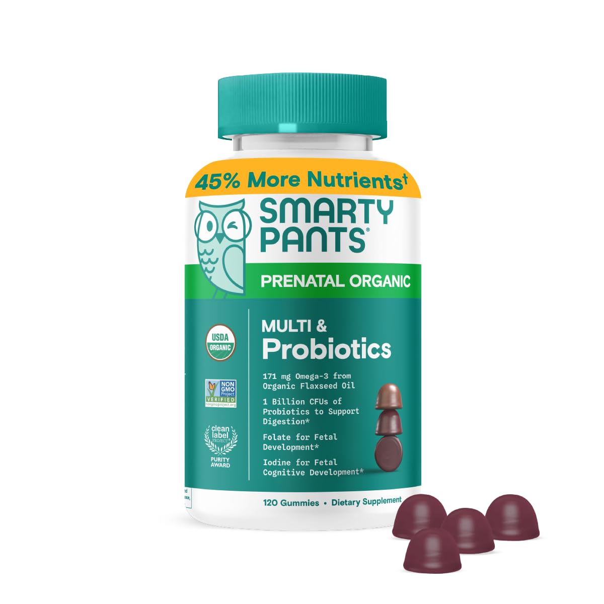 SmartyPants Prenatal Vitamins for Women, Sugar Free Multivitamin Gummies: Methylfolate, Omega 3 (ALA) Vitamin D3, C, Vitamin B12, B6, A, K & Zinc, Inositol, Erythritol Free, 60 Count (20 Day Supply) Nirvana Guru