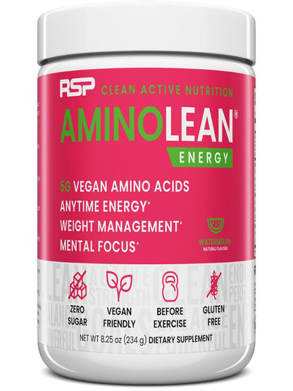RSP NUTRITION AminoLean Pre Workout Powder, Amino Energy & Weight Management with Vegan BCAA Amino Acids, Natural Caffeine, Preworkout Boost for Men & Women, 30 Serv, Pink Lemonade… Nirvana Guru