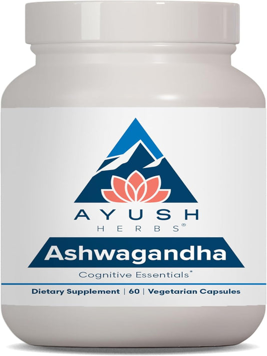 Ayush Herbs Ashwagandha Capsules - Ashwagandha for Men & Women, Ashwagandha Supplements, Pure Ashwagandha Root Powder for Stress, 500mg per Pill - 60 Vegetarian Caplets (1 Count) Nirvana Guru