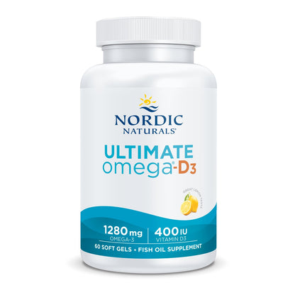 Nordic Naturals Ultimate Omega-D3, Lemon Flavor - 120 Soft Gels - 1280 mg Omega-3 + 1000 IU Vitamin D3 - EPA & DHA - Promotes Brain, Heart, & Immune Health - 60 Servings - Nirvana Guru