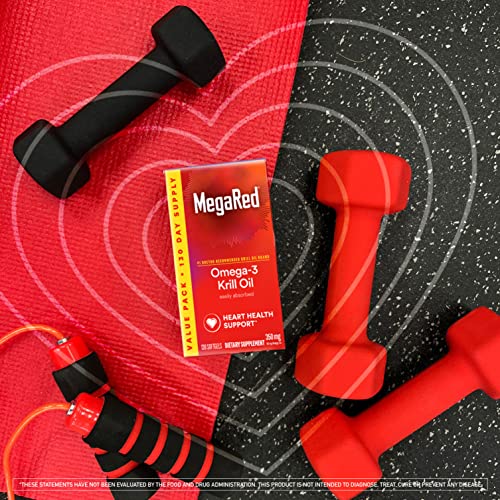 MegaRed - Omega-3 Krill Oil 350mg Softgels (130 Count in A Bottle), EPA & DHA Omega-3 Fatty Acids with No Fishy Aftertaste Unlike Fish Oil, Contains Antioxidant Astaxanthin - Nirvana Guru