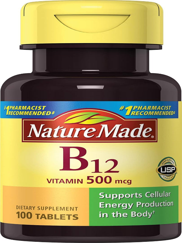 Nature Made Vitamin B12 500 mcg, Dietary Supplement for Energy Metabolism Support, 200 Tablets, 200 Day Supply - Nirvana Guru