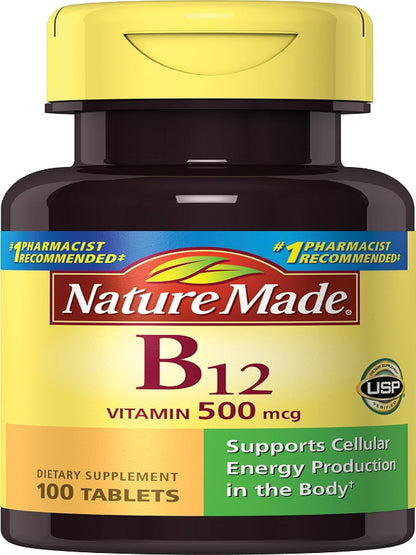 Nature Made Vitamin B12 500 mcg, Dietary Supplement for Energy Metabolism Support, 200 Tablets, 200 Day Supply - Nirvana Guru