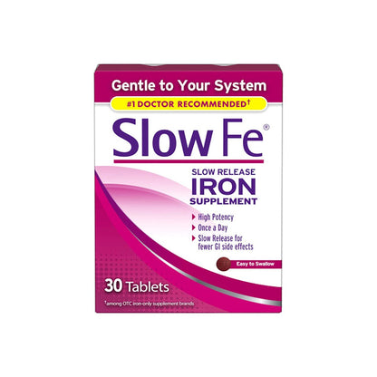 Slow Fe 45mg Iron Supplement for Iron Deficiency, Slow Release, High Potency, Easy to Swallow Tablets - 60 Count Nirvana Guru