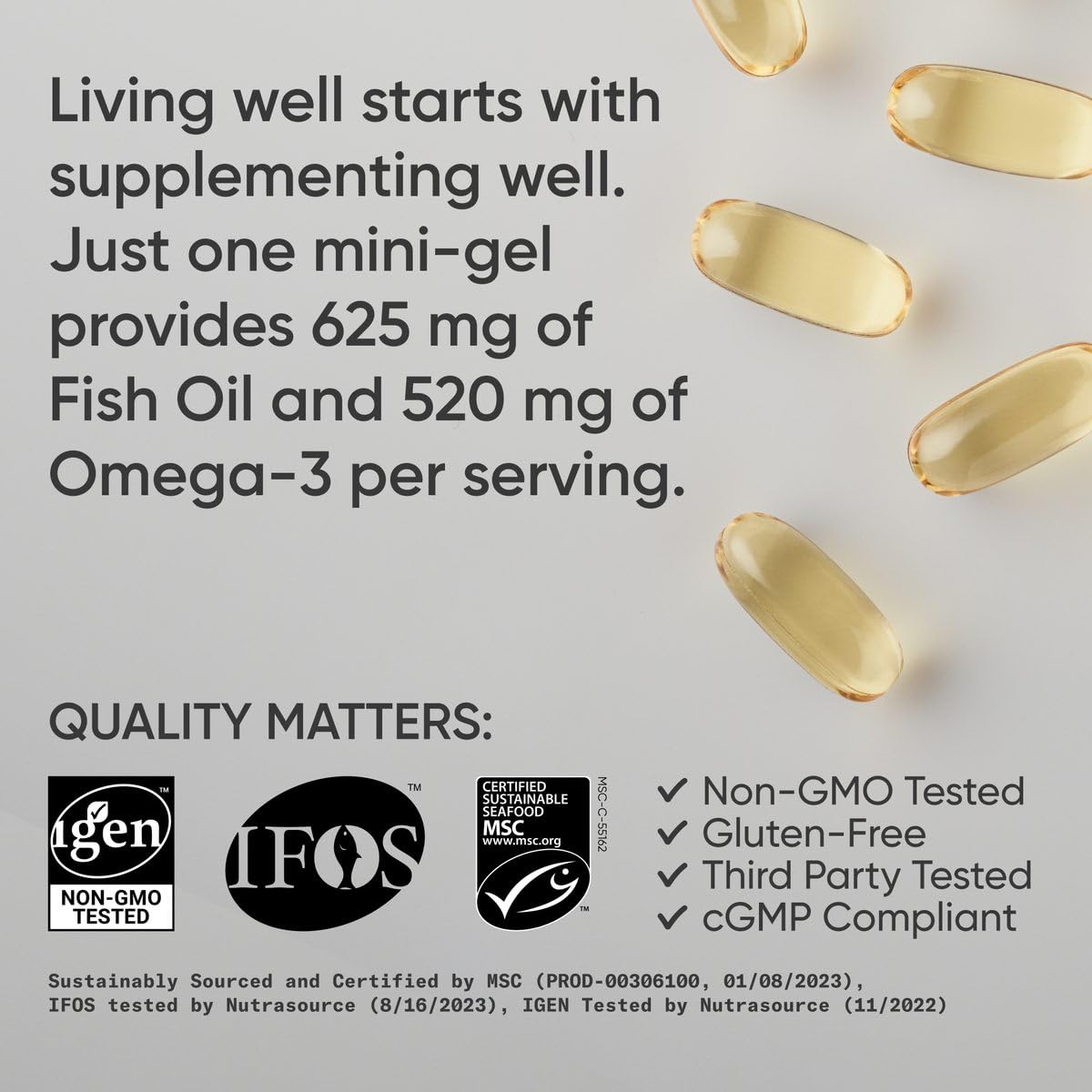 Sports Research Total Omega-3 Fish Oil from Wild Sockeye Salmon, Alaska Pollock, Antarctic Krill, Astaxanthin + Phospholipids & Wax Esters for Absorption | 960mg of EPA & DHA - Fresh Lemon Scent (120 - Nirvana Guru