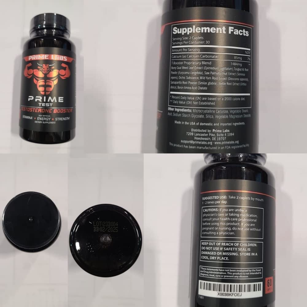 Prime Labs - Men's Testosterone Booster - Stamina, Endurance, & Strength Booster - 60 Caplets Nirvana Guru