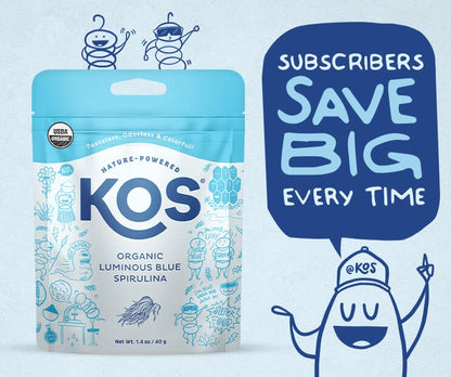 KOS Calming Blue Spirulina Blend- USDA Certified Organic - Algae Superfood Powder with Ashwagandha Root, Lemon Balm, Reishi Mushroom, B Vitamins - Berry Coconut Cooler Flavor, 28 Servings - Nirvana Guru