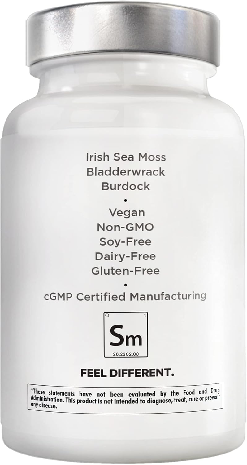 Amen Sea Moss Supplement - 1000mg Organic Irish Sea Moss, Bladderwrack, Burdock - Vitamin C, Aloe Vera, Black Pepper - Seaweed Superfood, Vitamins, Minerals, and Antioxidants - Non-GMO - 90 Capsules Nirvana Guru