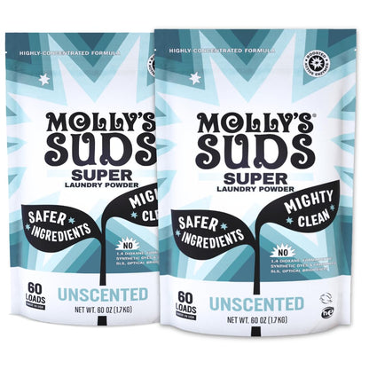 Molly's Suds Super Powder Detergent | Extra Strength Laundry Soap, Stain Fighting | Sensitive Skin | Simple, Effective Ingredients | 60 Loads - Lavender