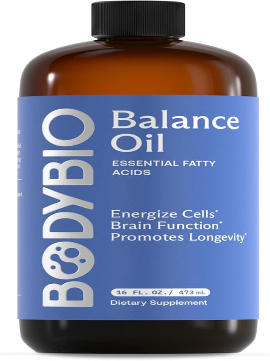 BodyBio Balance Oil - Vegan Omega 3 6 Supplement – Cold-Pressed Safflower & Flaxseed Oil – Supports Brain Function, Healthy Skin, and Mood Nirvana Guru