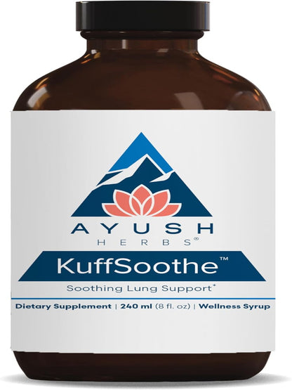 Ayush Herbs KuffSoothe - Bronchial Wellness Syrup, Bronchial Support Supplement, Natural Cough Syrup to Sooth Sore Throat, Sinus & Immune Health Formula with Ginger & Honey - 8 Fl Oz (1 Count) Nirvana Guru