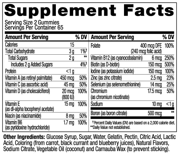 OLLY Women's Multivitamin Gummy, Vitamins A, D, C, E, Biotin, Folic Acid, Adult Chewable Vitamin, Berry Flavor, 45 Day Supply - 90 Count