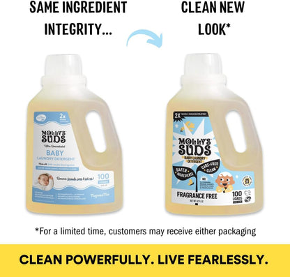 Molly's Suds Liquid Laundry Detergent | Clean Laundry Detergent Soap for Sensitive Skin | 2x Concentrated, High Efficiency (HE) | Unscented - 100 Loads Nirvana Guru