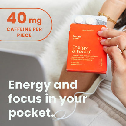 NeuroGum Energy & Focus Gum (Peppermint, 54 Pieces) | 40mg Natural Caffeine + L-Theanine + Vitamin B12 & B6 + Xylitol | Sugar Free Nootropic Cognitive Brain Performance Supplement