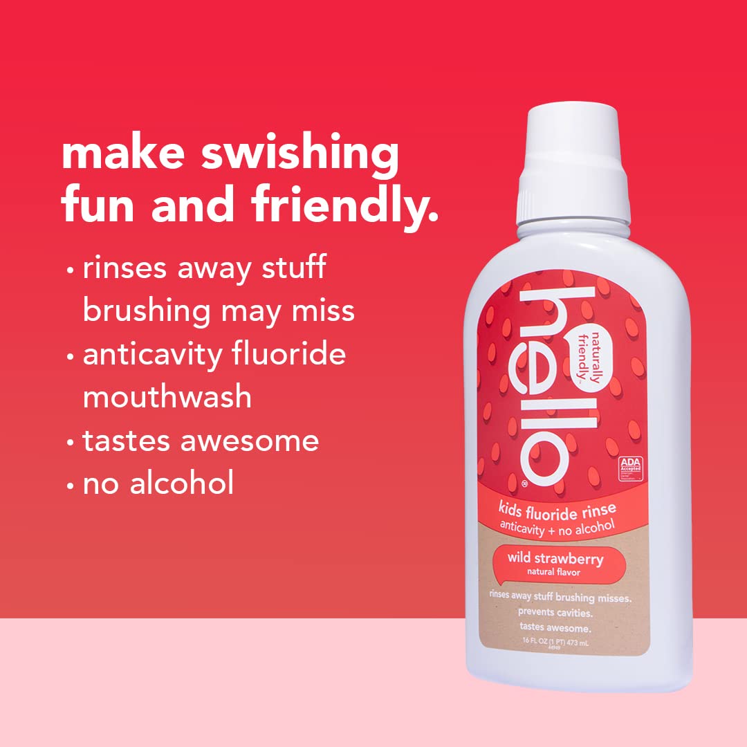 Hello Natural Watermelon Flavor Kids Fluoride Free Rinse, Alcohol Free, Vegan, SLS Free, Mouthwash for Kids Age 6 and Up, 16 Fl Oz (Pack of 3) Nirvana Guru