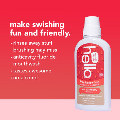 Hello Natural Watermelon Flavor Kids Fluoride Free Rinse, Alcohol Free, Vegan, SLS Free, Mouthwash for Kids Age 6 and Up, 16 Fl Oz (Pack of 3) Nirvana Guru