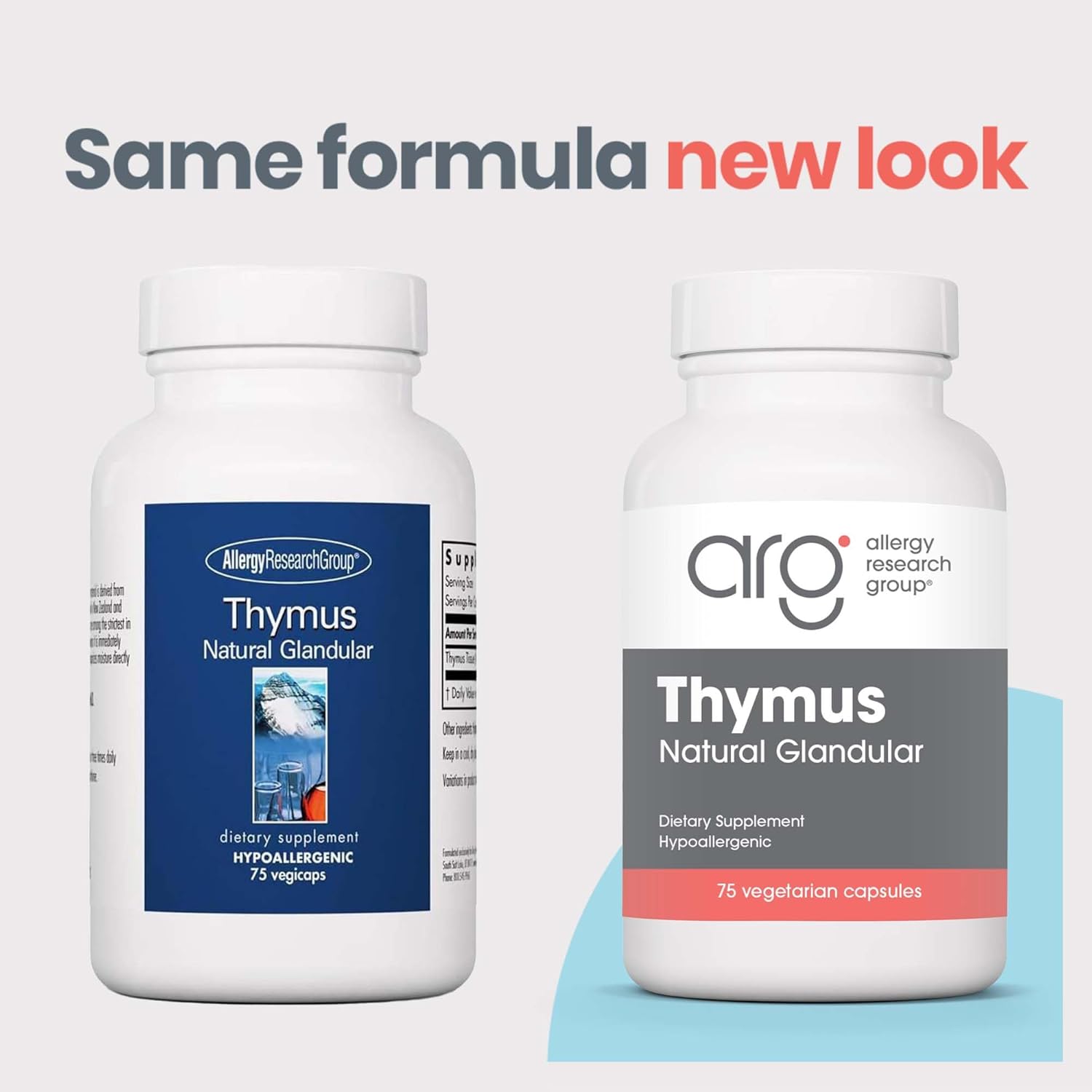 Allergy Research Group Thymus Supplement - Thymus Tissue, Glandular Extract, 1000mg Raw Thymus Glandular, Ovine, Lyophilized, Hypoallergenic - 75 Count Nirvana Guru