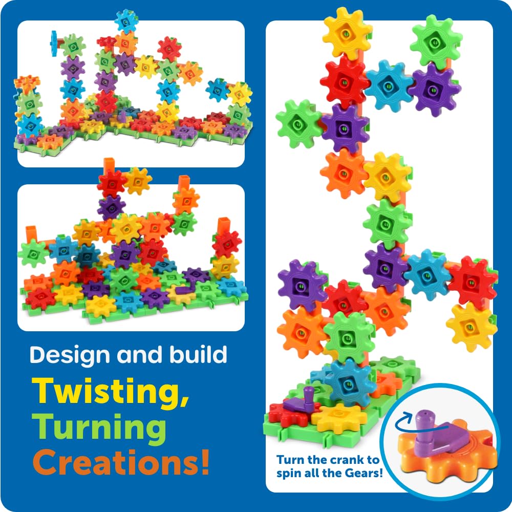 Learning Resources Gears! Gears! Gears! Super Building Toy Set, STEM Toys, Construction Toys, Gears for Kids, 150 Pieces, Ages 3+, Blue