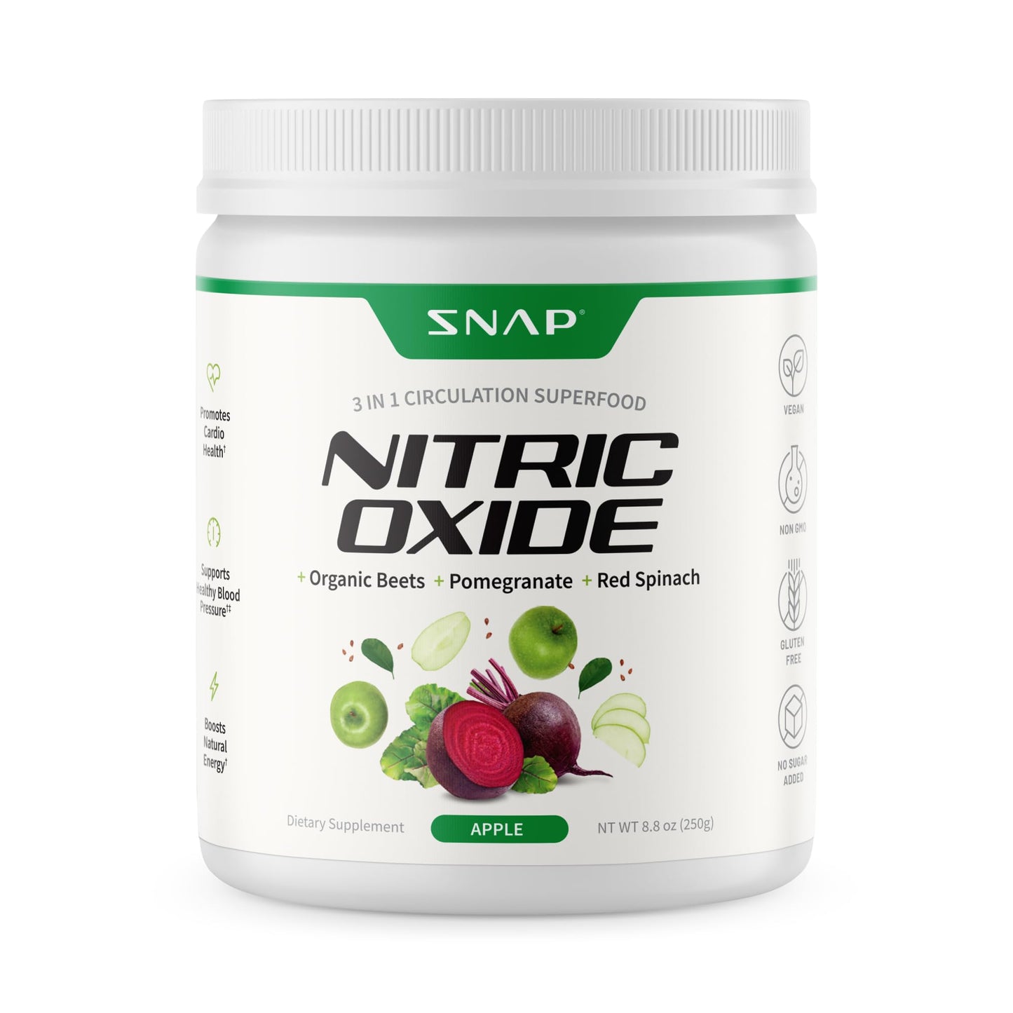 Snap Supplements Organic Beet Root Powder, Nitric Oxide Supplements for Men & Women, Beets, Pomegranate, B Vitamins & Red Spinach, Energy, Heart Health & Circulation Support, 30 Servings, Mixed Berry Nirvana Guru