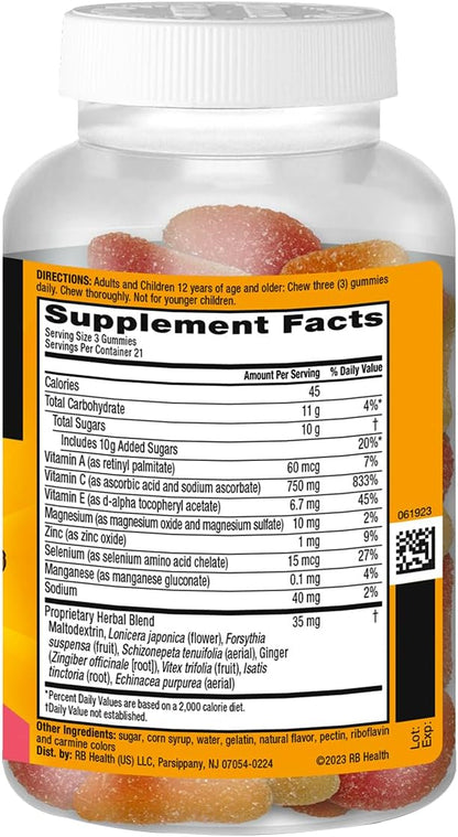 Airborne 750mg Vitamin C Immune Support Supplement Gummies for Adults, Assorted Fruit Flavor, Gluten Free Crafted Blend with Powerful Antioxidants Vitamins A C & E, 63 Gummies (3 Pack) Nirvana Guru