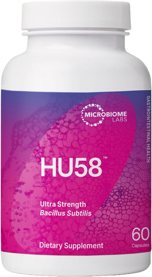 Microbiome Labs HU58 Bacillus Subtilis Probiotics for Women and Men - High Potency Spore Probiotic for Digestive Health & Immune Support - Daily Capsules with 10 Billion CFU (60 Capsules) - Nirvana Guru