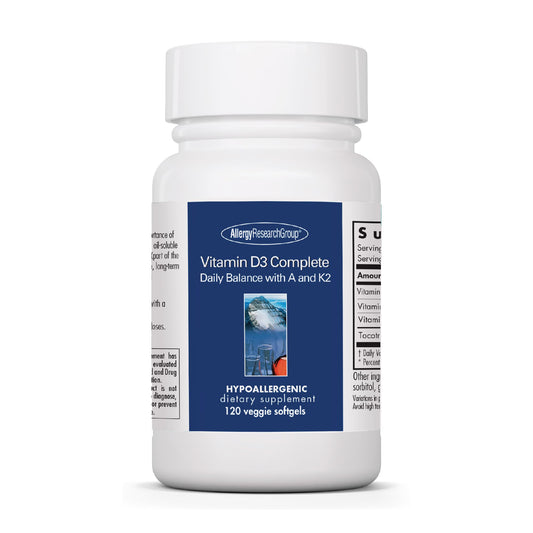 Allergy Research Group Vitamin D3 Complete - Vitamin D3 and K2 Supplement, Daily Balance, with Vitamin A, DeltaGold Tocotrienols, High Potency, Veggie Softgels - 60 Count Nirvana Guru