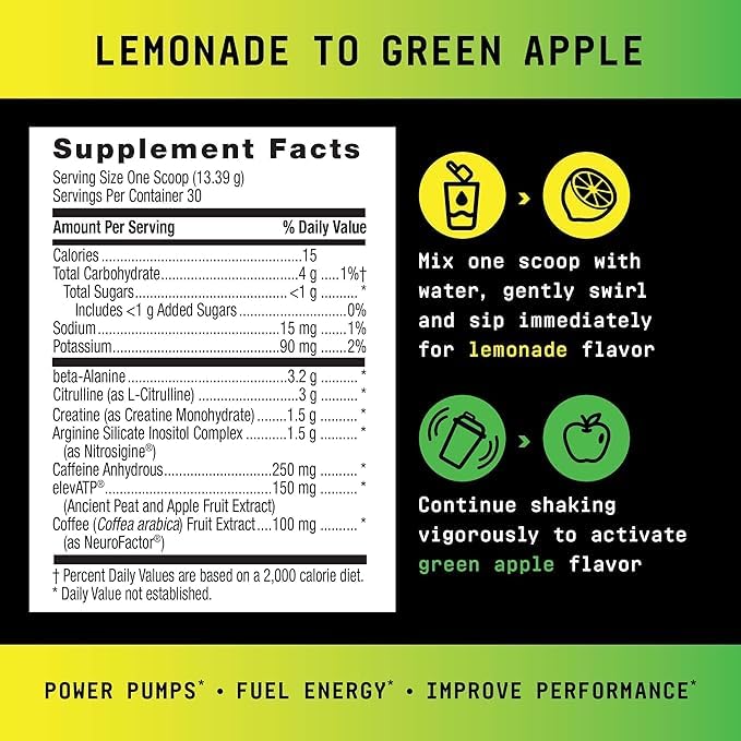 BEYOND RAW LIT Pre Workout Powder Supplement for Men and Women, Energy, Focus, Endurance, Pumps, Nitric Oxide Boost, 250mg Caffeine, Creatine, Beta Alanine, Gummy Worm, 30 Servings Nirvana Guru