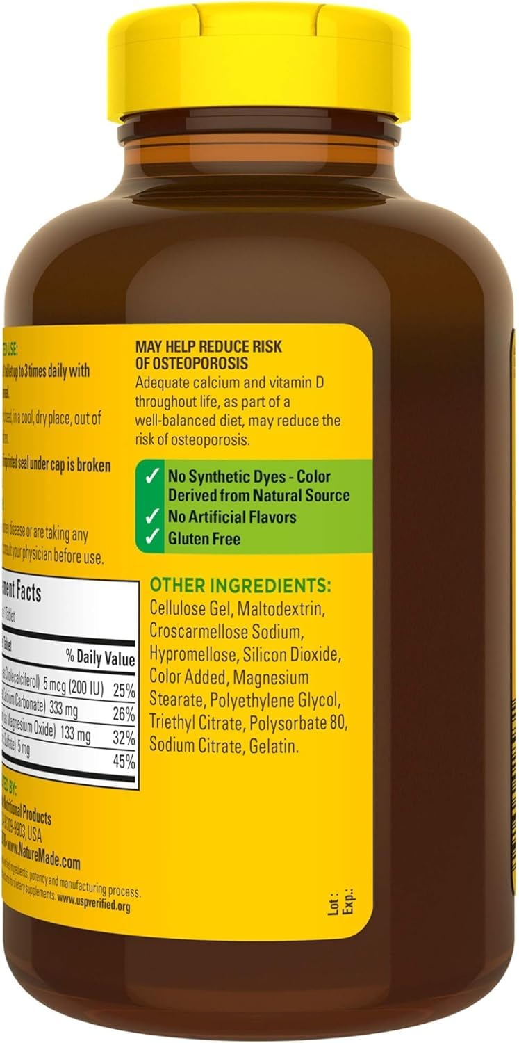 Nature Made Calcium Magnesium Zinc with Vitamin D3, Dietary Supplement for Bone Support, 300 Tablets - Nirvana Guru