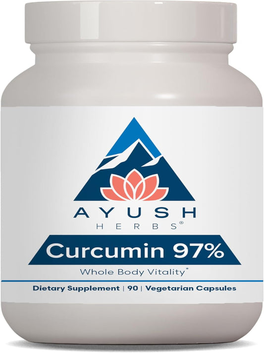 Ayush Herbs Curcumin 97% - Curcumin Supplements, Premium Turmeric Root Supplement, Curcuminoids for Women & Men, Adults, Premium Joint Support, Strength & Vitality - 90 Vegetarian Capsules (1 Count) Nirvana Guru