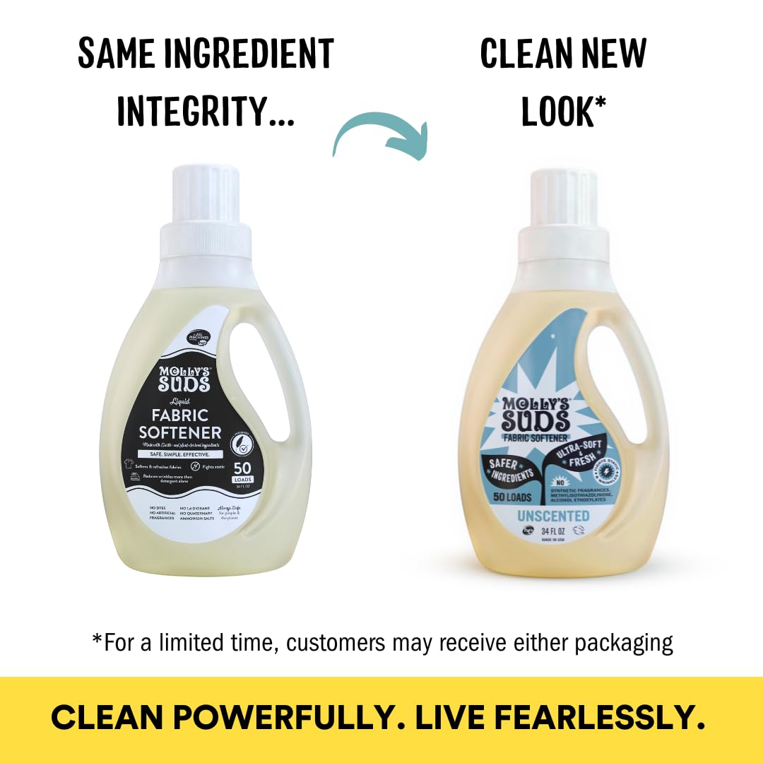 Molly’s Suds Fabric Softener Liquid for Sensitive Skin | Vinegar-Powered, Infused with Essential Oils | Fights Static, Reduces Wrinkles, Deodorizes | Peppermint, 50 Loads Nirvana Guru