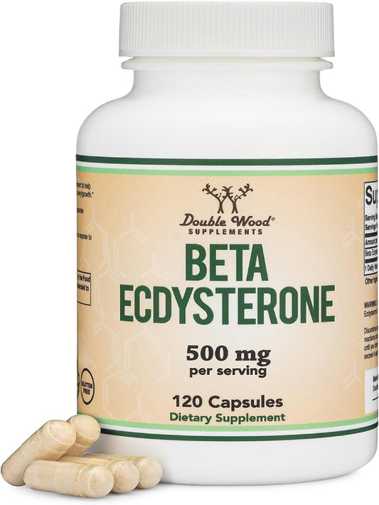 Beta Ecdysterone Supplement - 500mg Per Serving (120 Capsules, 60 Servings) Powerful Plant Anabolic to Support Men's Health (Non-GMO and Gluten Free) by Double Wood Nirvana Guru