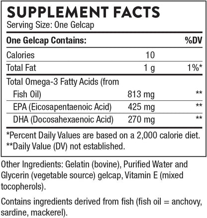 THORNE Super EPA - Omega-3 Fatty Acids EPA 425mg & DHA 270mg Supplement - Support Brain, Cardiovascular, Joints & Skin* - Gluten, Dairy & Soy-Free - 90 Gelcaps - Nirvana Guru