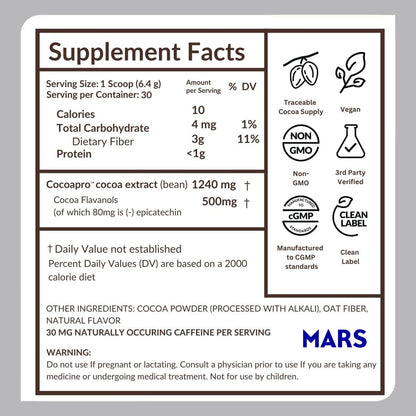 CocoaVia Cardio Health Cocoa Powder, 30 Servings, 500mg Cocoa Flavanols, Support Heart Health, Boost Nitric Oxide, Improve Circulation, Energy, Preworkout, Vegan, Dark Chocolate Cacao Nirvana Guru