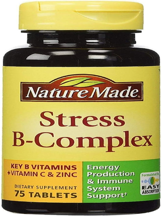 Nature Made Stress B Complex with Vitamin C and Zinc, Dietary Supplement for Immune Support, 75 Tablets, 75 Day Supply - Nirvana Guru
