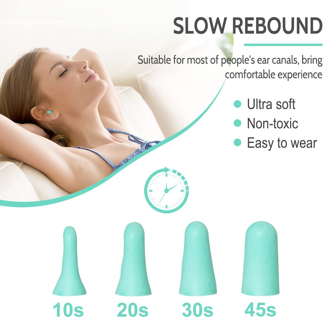 LYSIAN Ultra Soft Foam Earplugs Sleep, Noise Cancelling Ear Plugs for Sleeping, Shooting,Travel and Work-38dB SNR 31dB NRR Sound Blocking-60 Pairs Pack (Lake Blue)