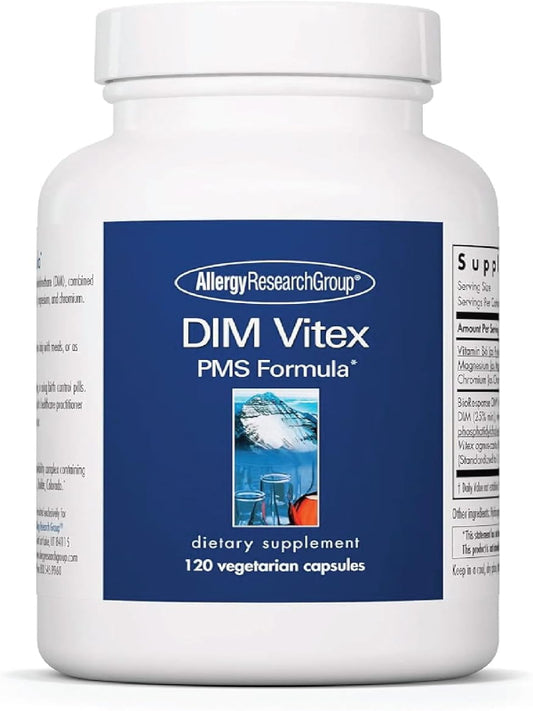 Allergy Research Group DIM Vitex Supplement - Supports Healthy Hormone Balance & Menstrual Cycle, PMS Formula, Vitamin B6, Hypoallergenic, Vegetarian Capsules, Soy-Free - 120 Count Nirvana Guru
