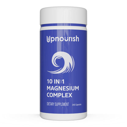 UpNourish Magnesium Supplement - 10 in 1 Magnesium Complex - Full Spectrum Magnesium Mineral Supplements with Glycinate, Citrate, Taurate, Malate, Carbonate, Oxide and More, 240 Vegan Capsules Nirvana Guru