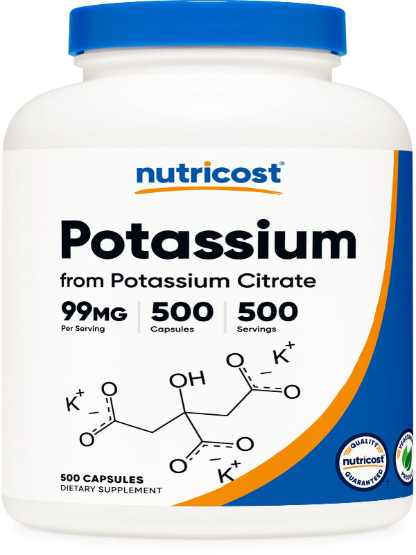 Nutricost Potassium Citrate 99mg, 500 Capsules Nirvana Guru