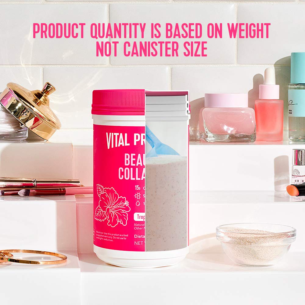 Vital Proteins Beauty Collagen (Strawberry Lemon, Canister) - 120mg of Hyaluronic Acid and 15g of Collagen Per Serving - Nirvana Guru