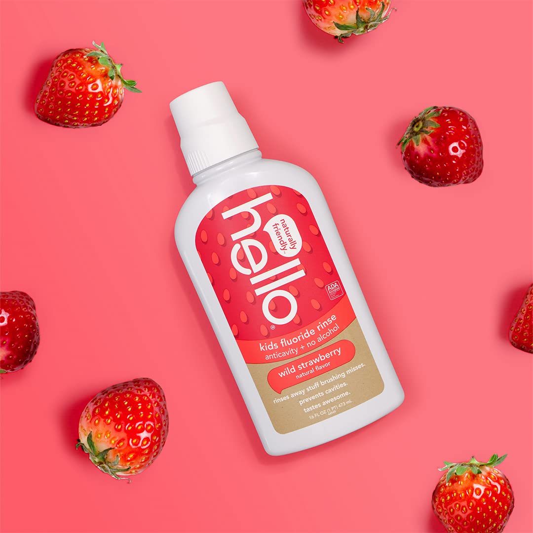 Hello Natural Watermelon Flavor Kids Fluoride Free Rinse, Alcohol Free, Vegan, SLS Free, Mouthwash for Kids Age 6 and Up, 16 Fl Oz (Pack of 3) Nirvana Guru