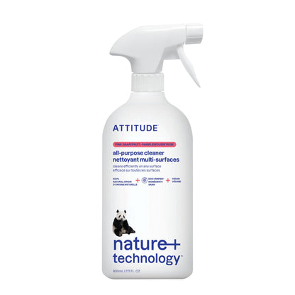 ATTITUDE All Purpose Cleaner Spray, EWG Verified, Vegan, Made with 94% Plant-Based Ingredients, Streak-Free for Kitchen, Bathroom, Glass & More, Citrus Zest Scent, 27.1 Fl Oz Nirvana Guru